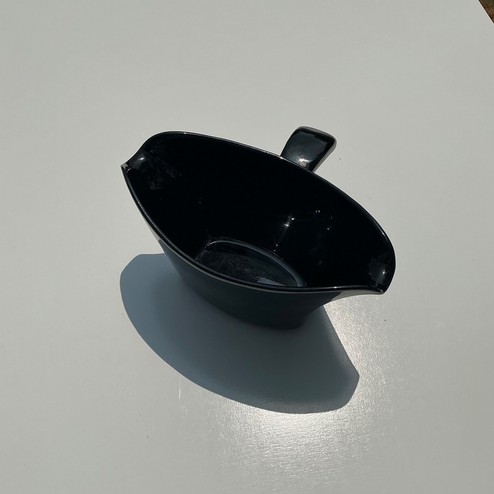 Frankoma Pottery Gravy Boat Onyx Black Vintage Mid Century Modern Ceramic - Picture 4 of 7
